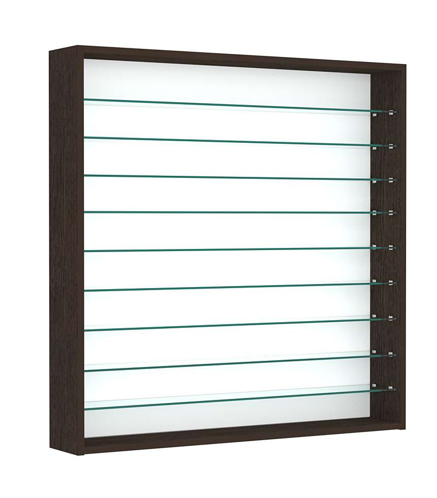 Витрина настенная №4-5Г открытая с девятью прозрачными полками Дуб Венге