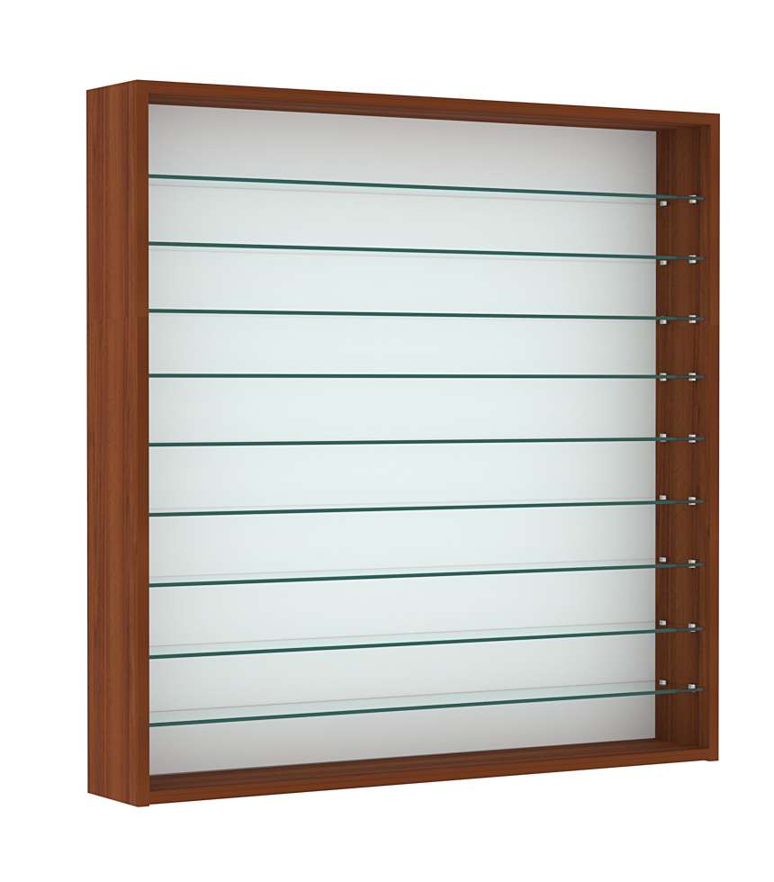 Витрина настенная №4-5Г открытая с девятью прозрачными полками Орех