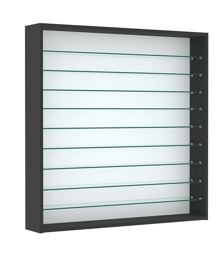 Витрина настенная №4-5Г открытая с девятью прозрачными полками Черный