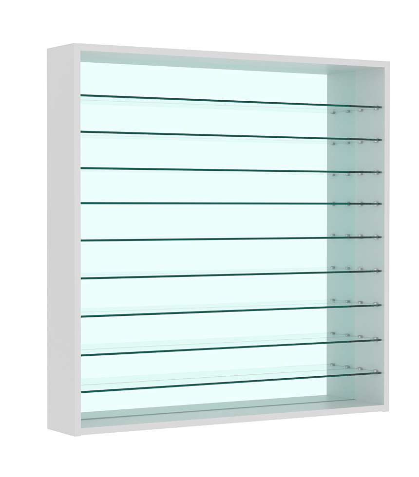 Витрина настенная №4-6Г зеркальная с девятью прозрачными полками Серый