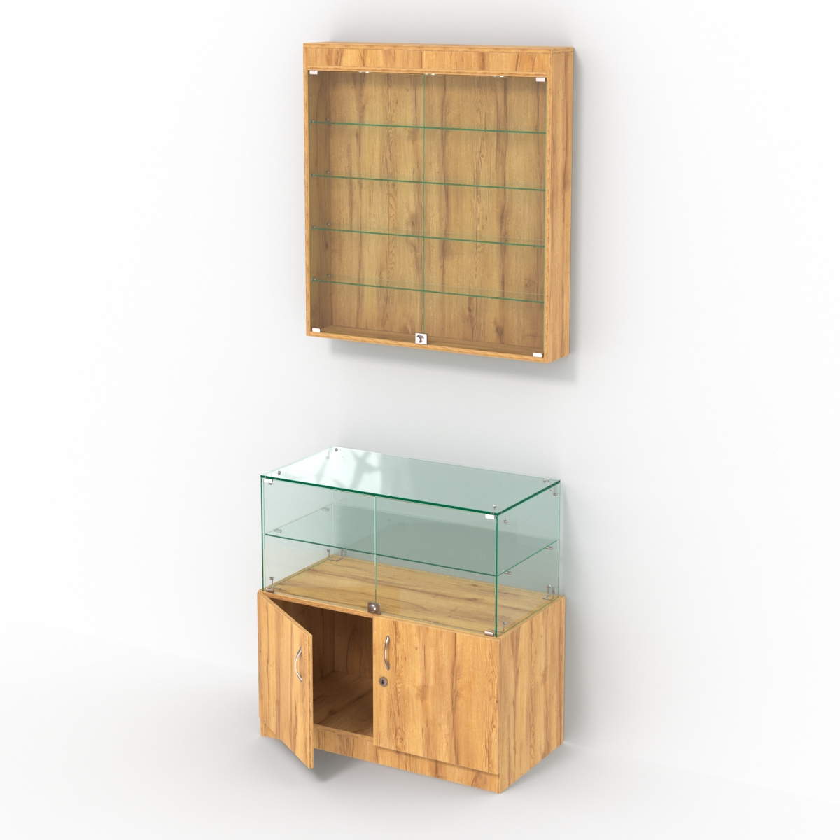 Комбинированный прилавок-витрина с распашными дверками КПВ-01-03 Дуб Золотистый