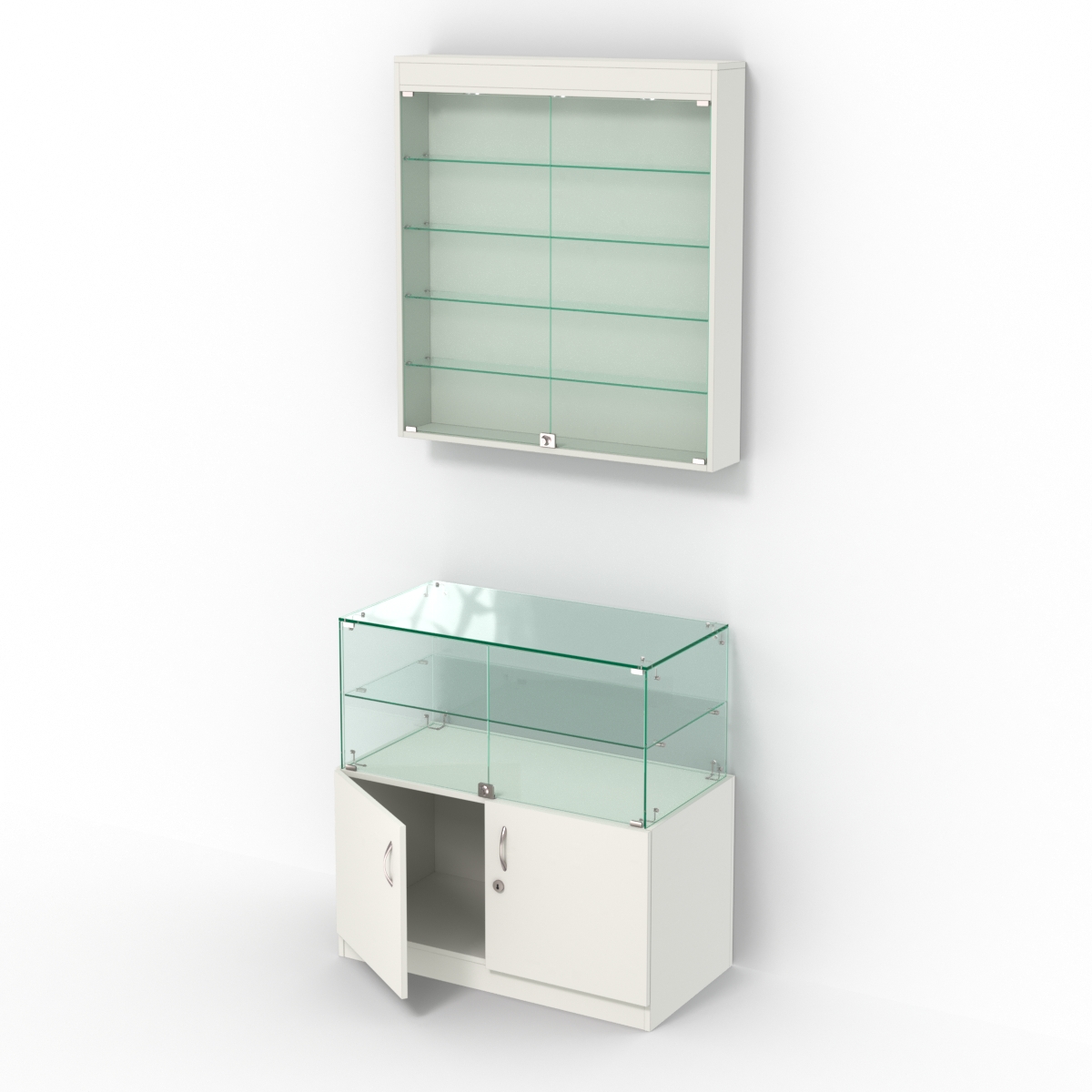 Комбинированный прилавок-витрина с распашными дверками КПВ-01-03 Белый