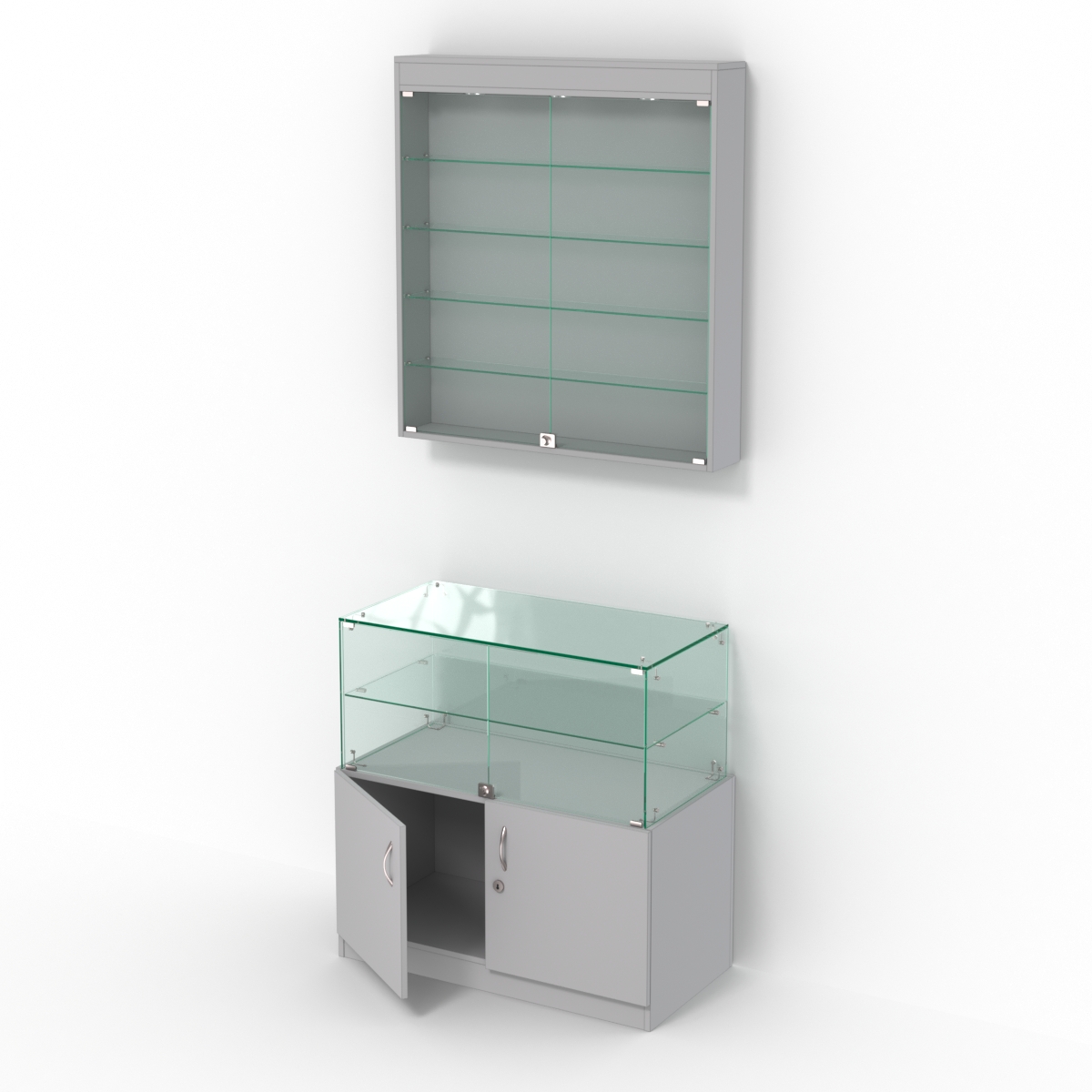 Комбинированный прилавок-витрина с распашными дверками КПВ-01-03 Серый