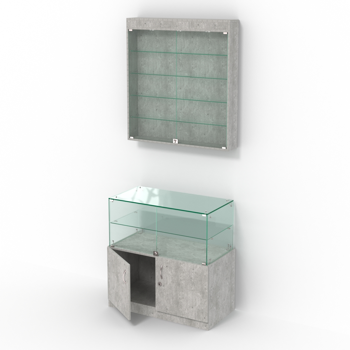 Комбинированный прилавок-витрина с распашными дверками КПВ-01-03 Метрополитан Грей