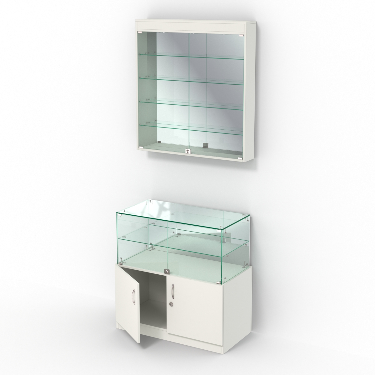 Комбинированный прилавок-витрина с зеркалами КПВ-01-04 Белый