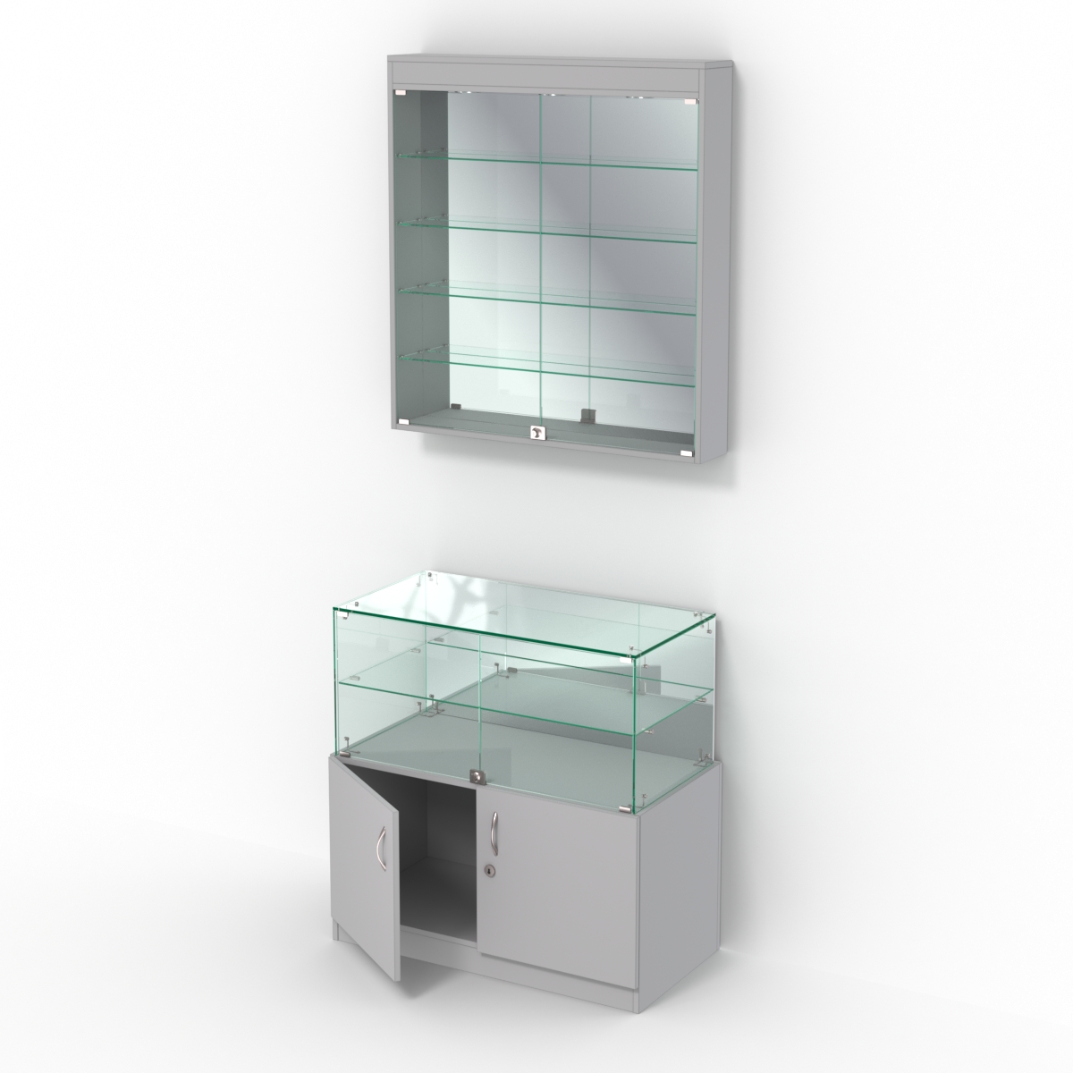 Комбинированный прилавок-витрина с зеркалами КПВ-01-04 Серый