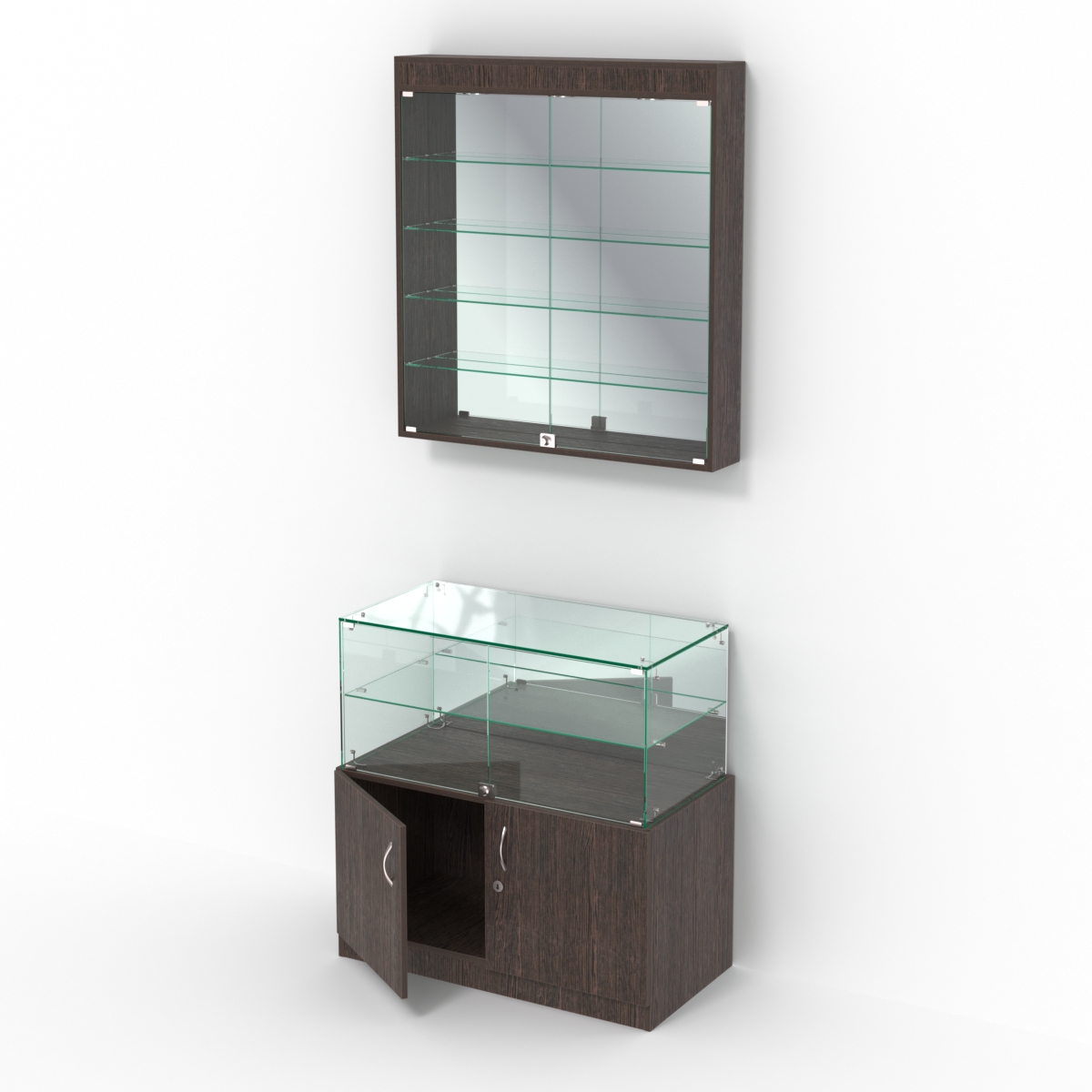 Комбинированный прилавок-витрина с зеркалами КПВ-01-04 Дуб Венге