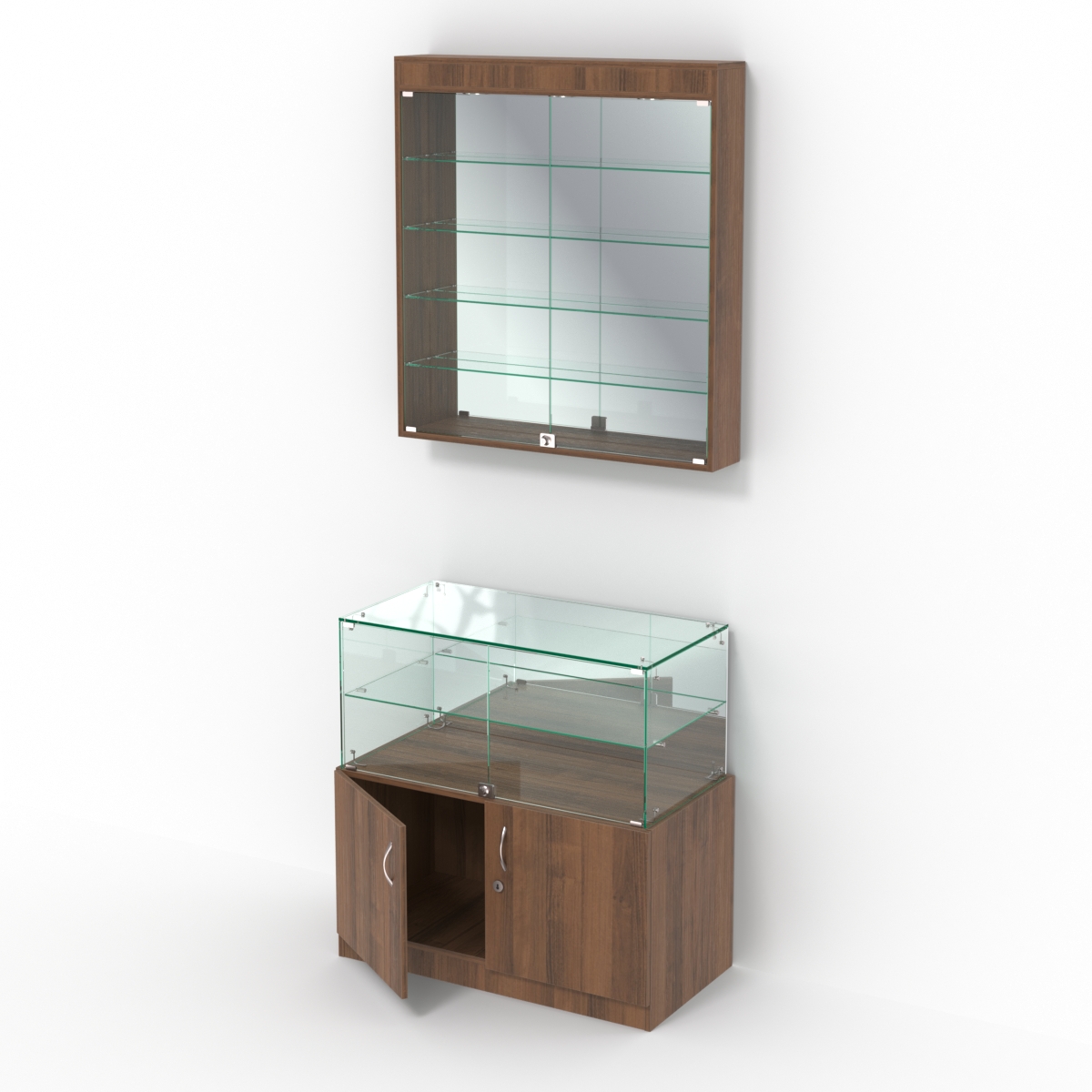 Комбинированный прилавок-витрина с зеркалами КПВ-01-04 Орех