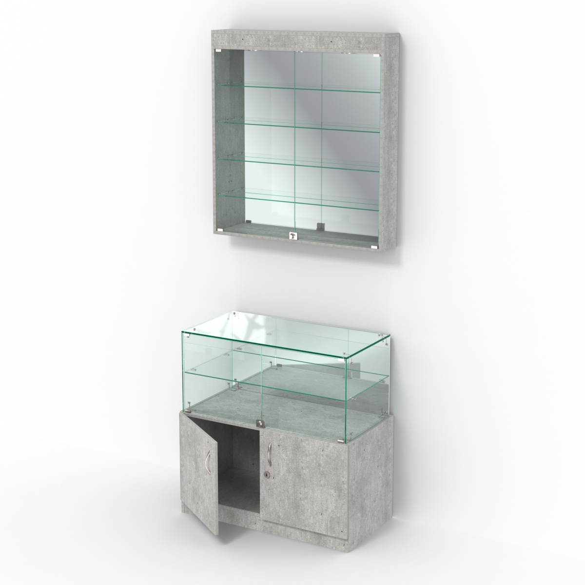 Комбинированный прилавок-витрина с зеркалами КПВ-01-04 Метрополитан Грей