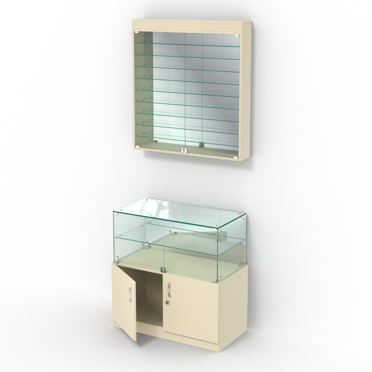 Комбинированный прилавок-витрина зеркальный КПВ-01-08 Крем Вайс