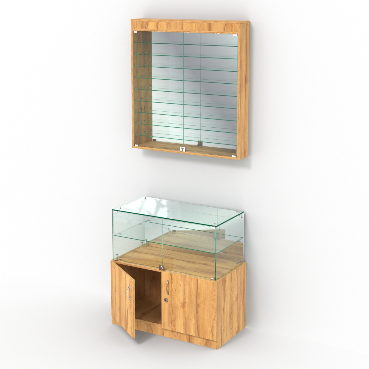 Комбинированный прилавок-витрина зеркальный КПВ-01-08 Дуб Золотистый