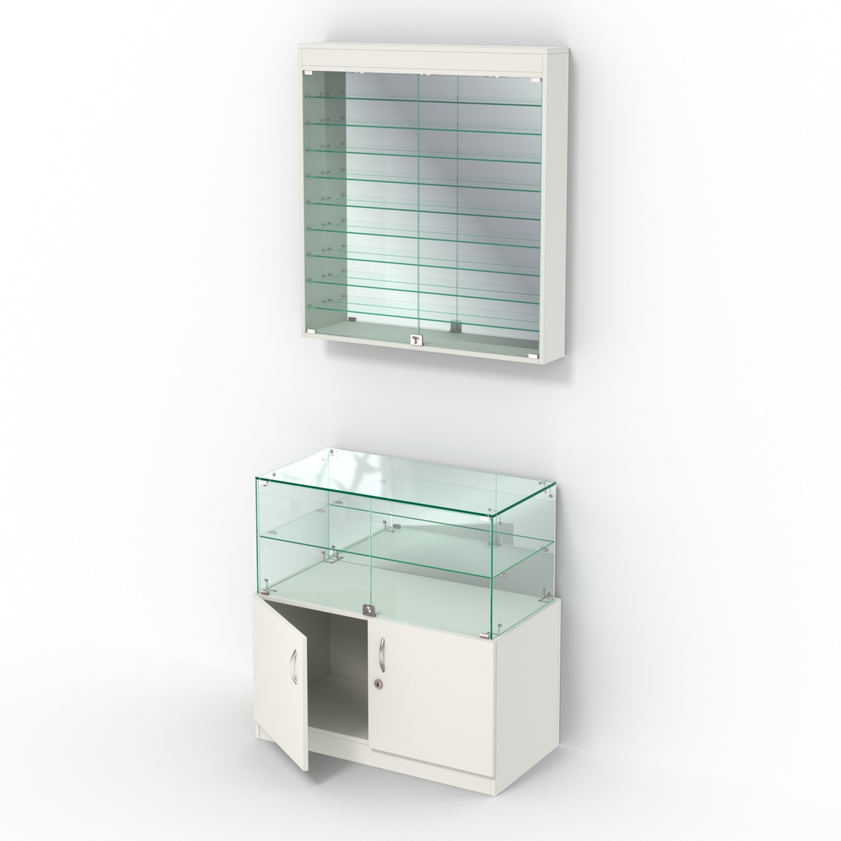 Комбинированный прилавок-витрина зеркальный КПВ-01-08 Белый