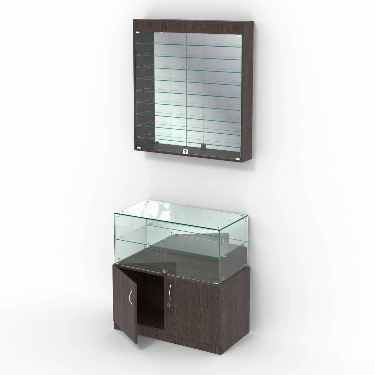 Комбинированный прилавок-витрина зеркальный КПВ-01-08 Дуб Венге