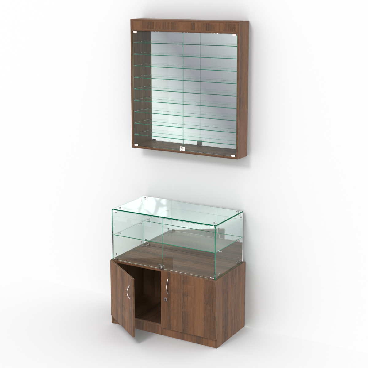 Комбинированный прилавок-витрина зеркальный КПВ-01-08 Орех