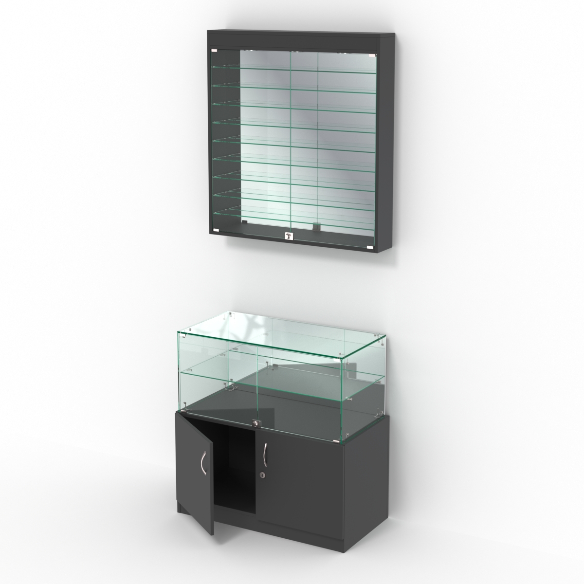 Комбинированный прилавок-витрина зеркальный КПВ-01-08 Черный