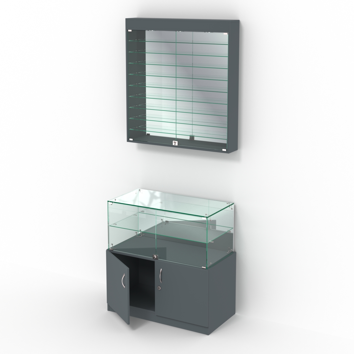 Комбинированный прилавок-витрина зеркальный КПВ-01-08 Темно-Серый