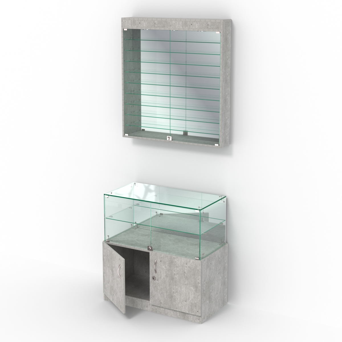 Комбинированный прилавок-витрина зеркальный КПВ-01-08 Метрополитан Грей