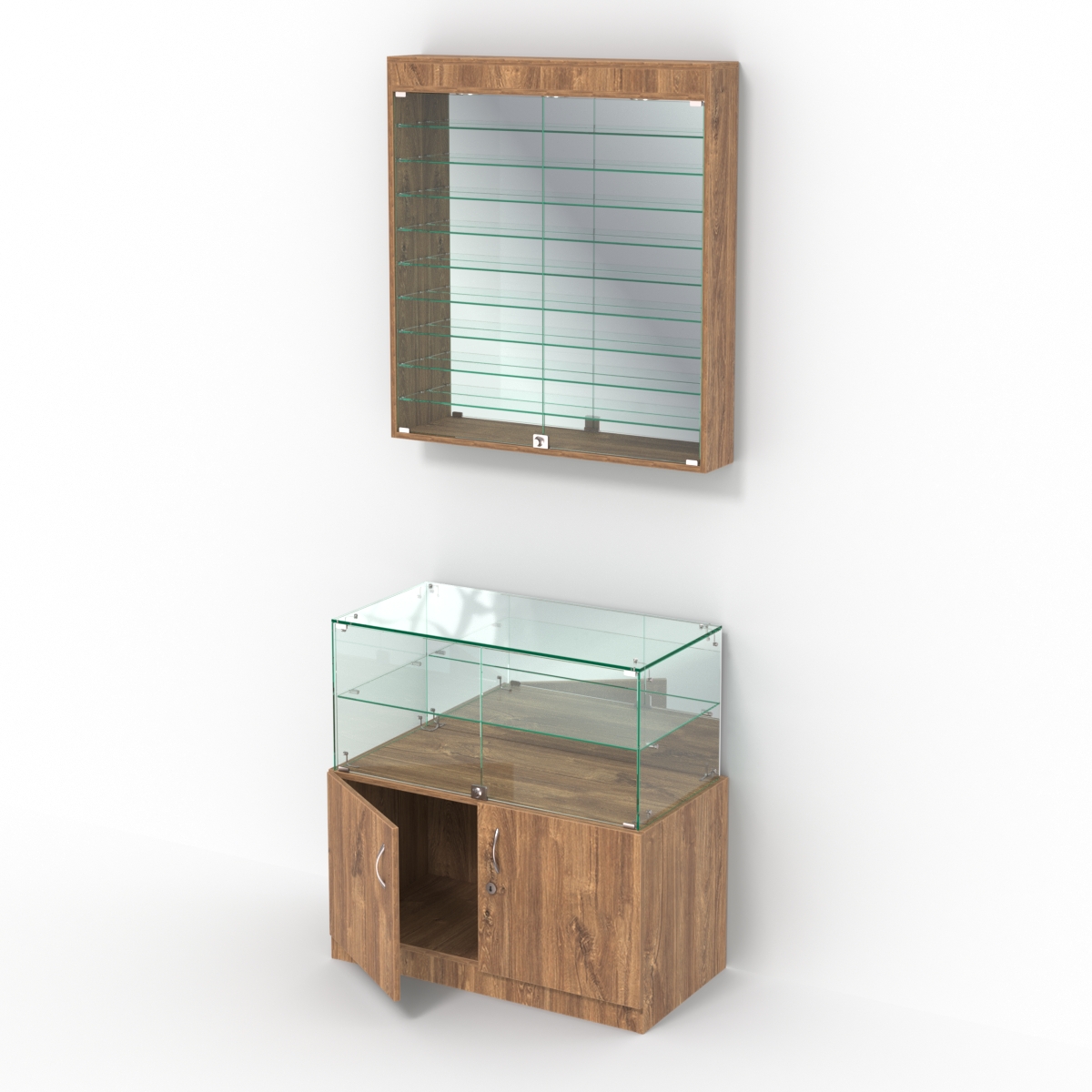 Комбинированный прилавок-витрина зеркальный КПВ-01-08 Дуб Канзас коричневый