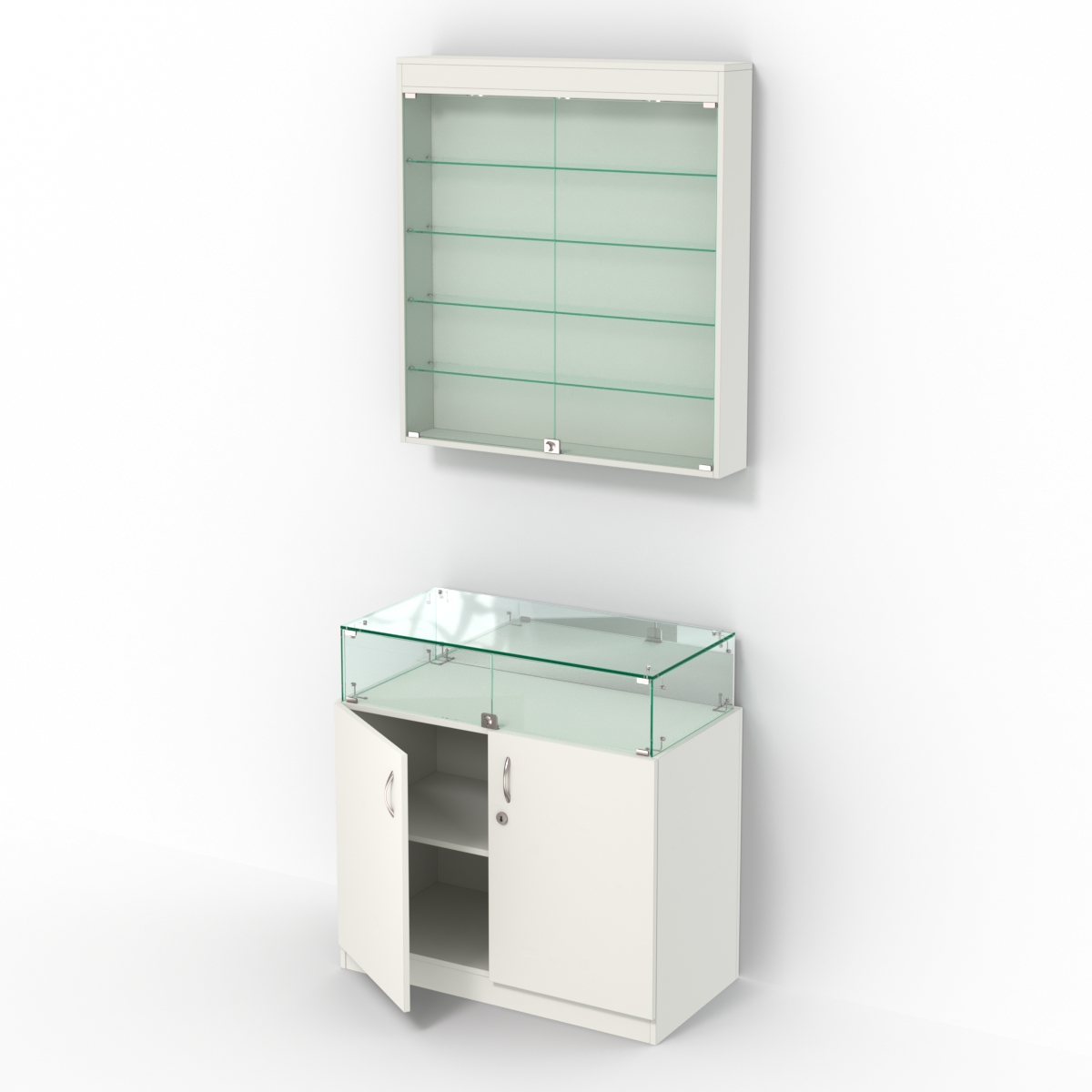 Комбинированный прилавок-витрина с высоким накопителем КПВ-14-03 Белый