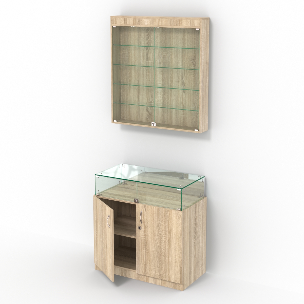 Комбинированный прилавок-витрина с высоким накопителем КПВ-14-03 Дуб сонома