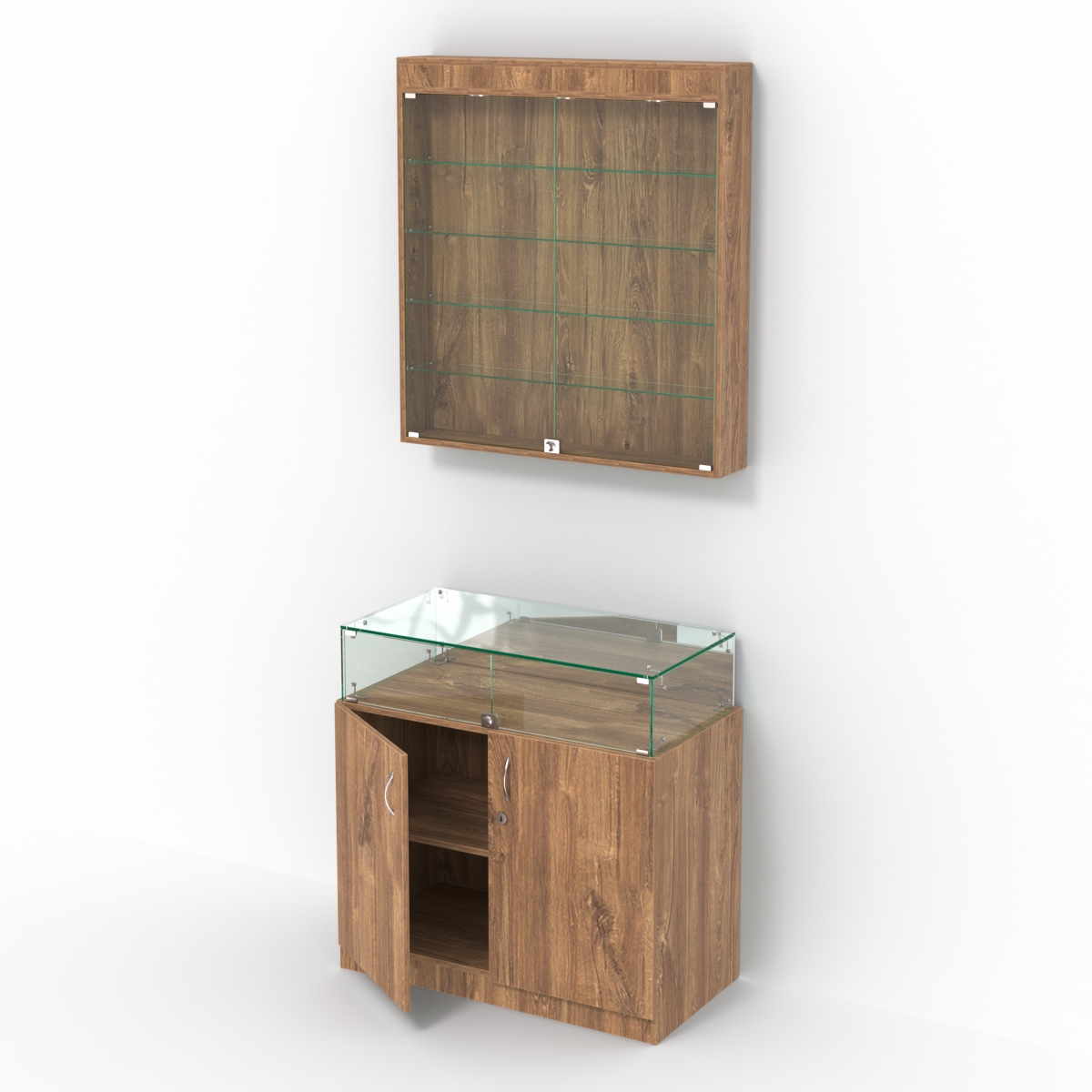 Комбинированный прилавок-витрина с высоким накопителем КПВ-14-03 Дуб Канзас коричневый