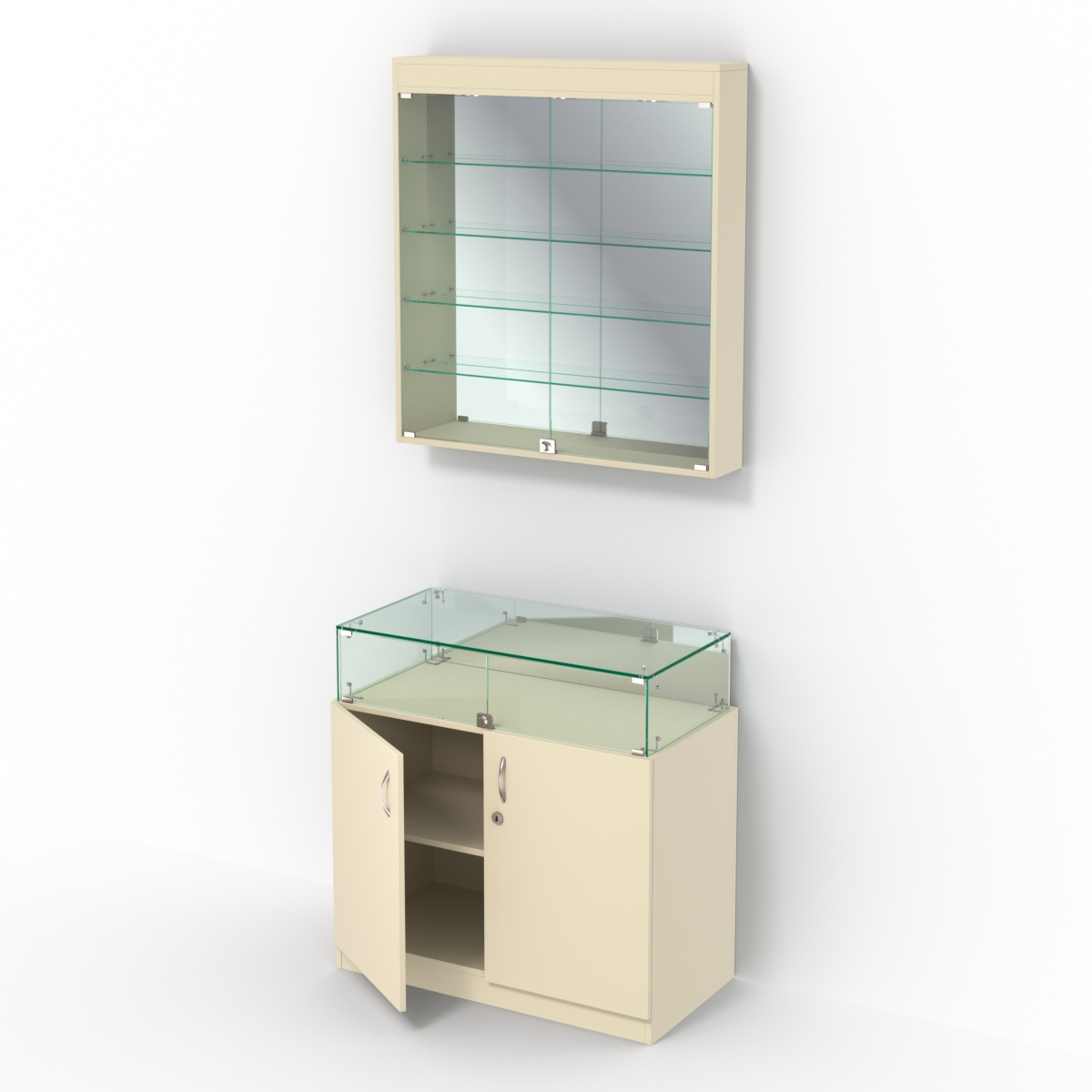 Комбинированный прилавок-витрина с верхней подсветкой КПВ-14-04 Крем Вайс