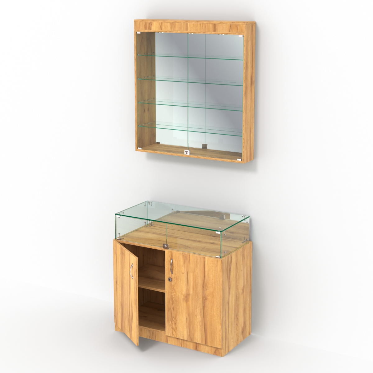 Комбинированный прилавок-витрина с верхней подсветкой КПВ-14-04 Дуб Золотистый