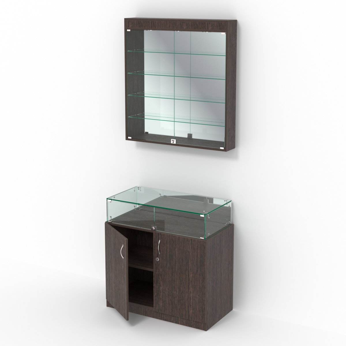 Комбинированный прилавок-витрина с верхней подсветкой КПВ-14-04 Дуб Венге