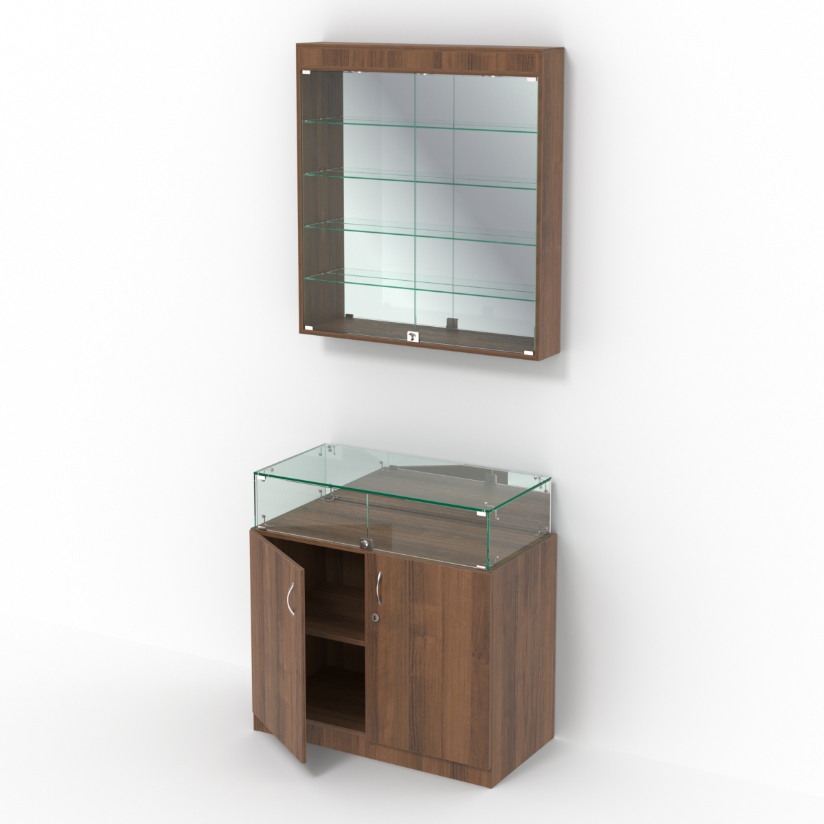 Комбинированный прилавок-витрина с верхней подсветкой КПВ-14-04 Орех