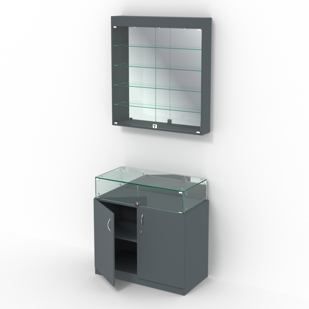 Комбинированный прилавок-витрина с верхней подсветкой КПВ-14-04 Темно-Серый