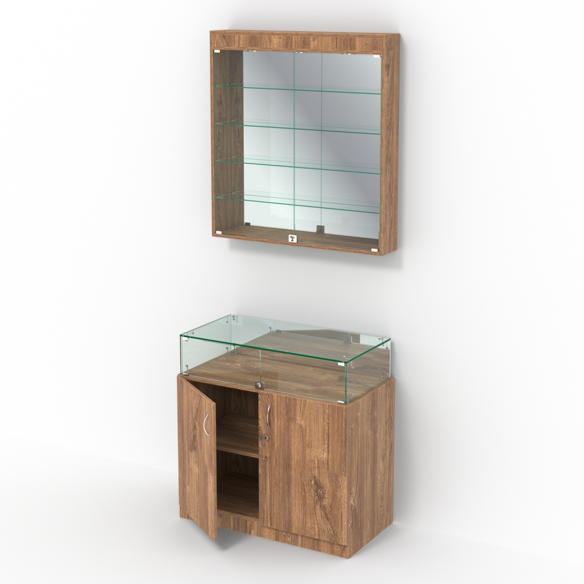 Комбинированный прилавок-витрина с верхней подсветкой КПВ-14-04 Дуб Канзас коричневый