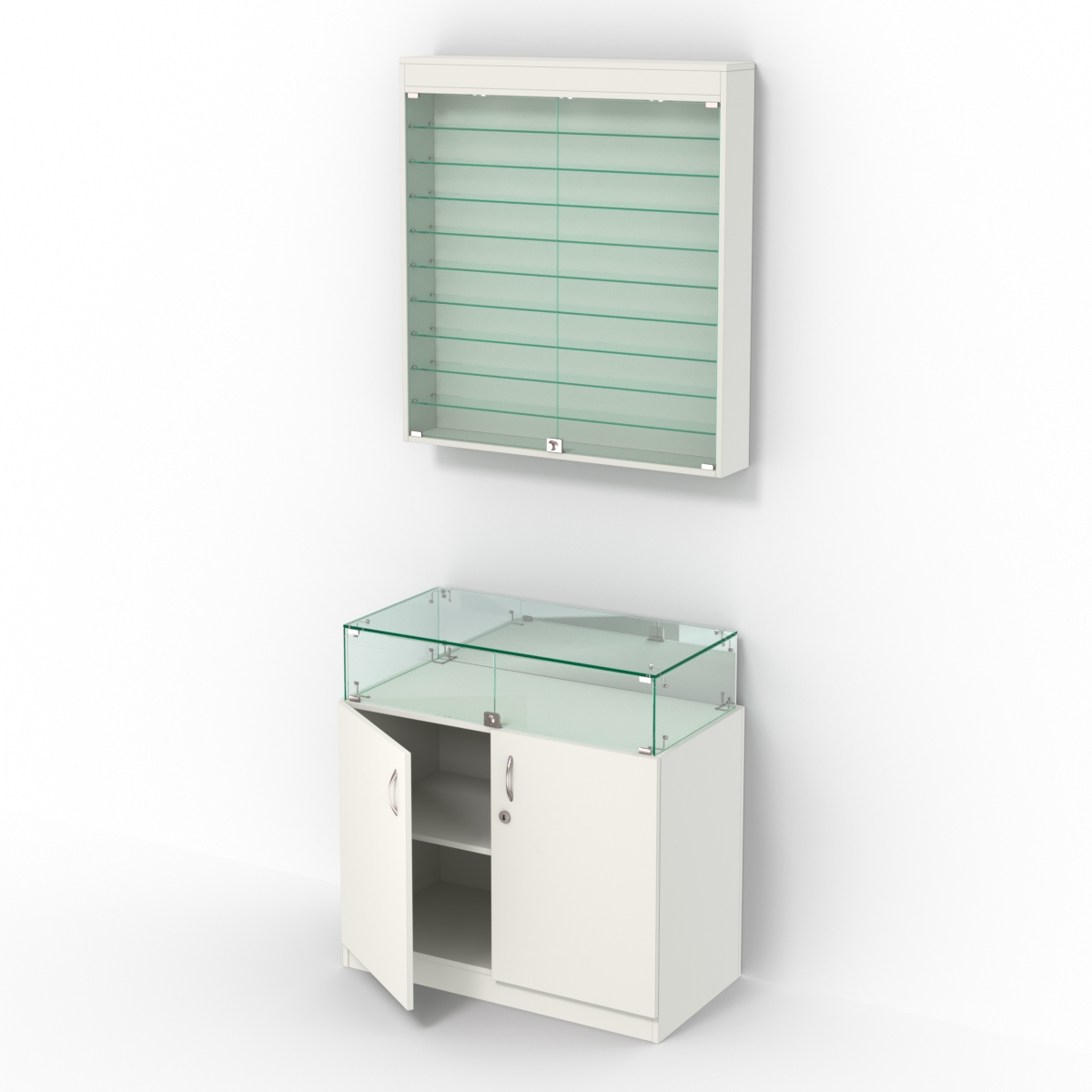 Комбинированный прилавок-витрина с дверками из прозрачного стекла КПВ-14-07 Белый