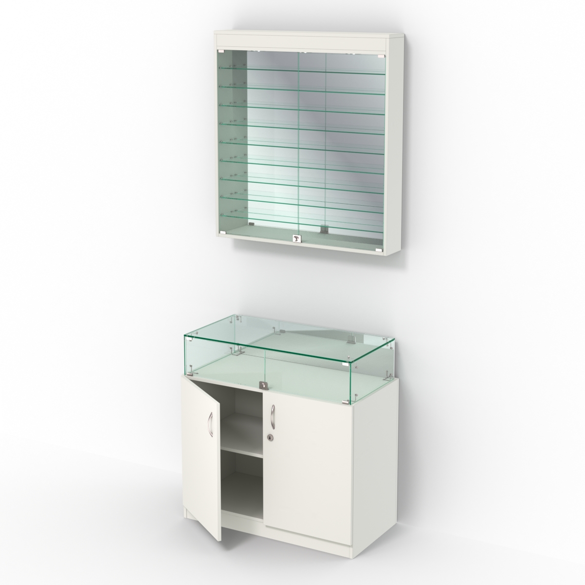 Комбинированный прилавок-витрина с зеркальными стенками КПВ-14-08 Белый