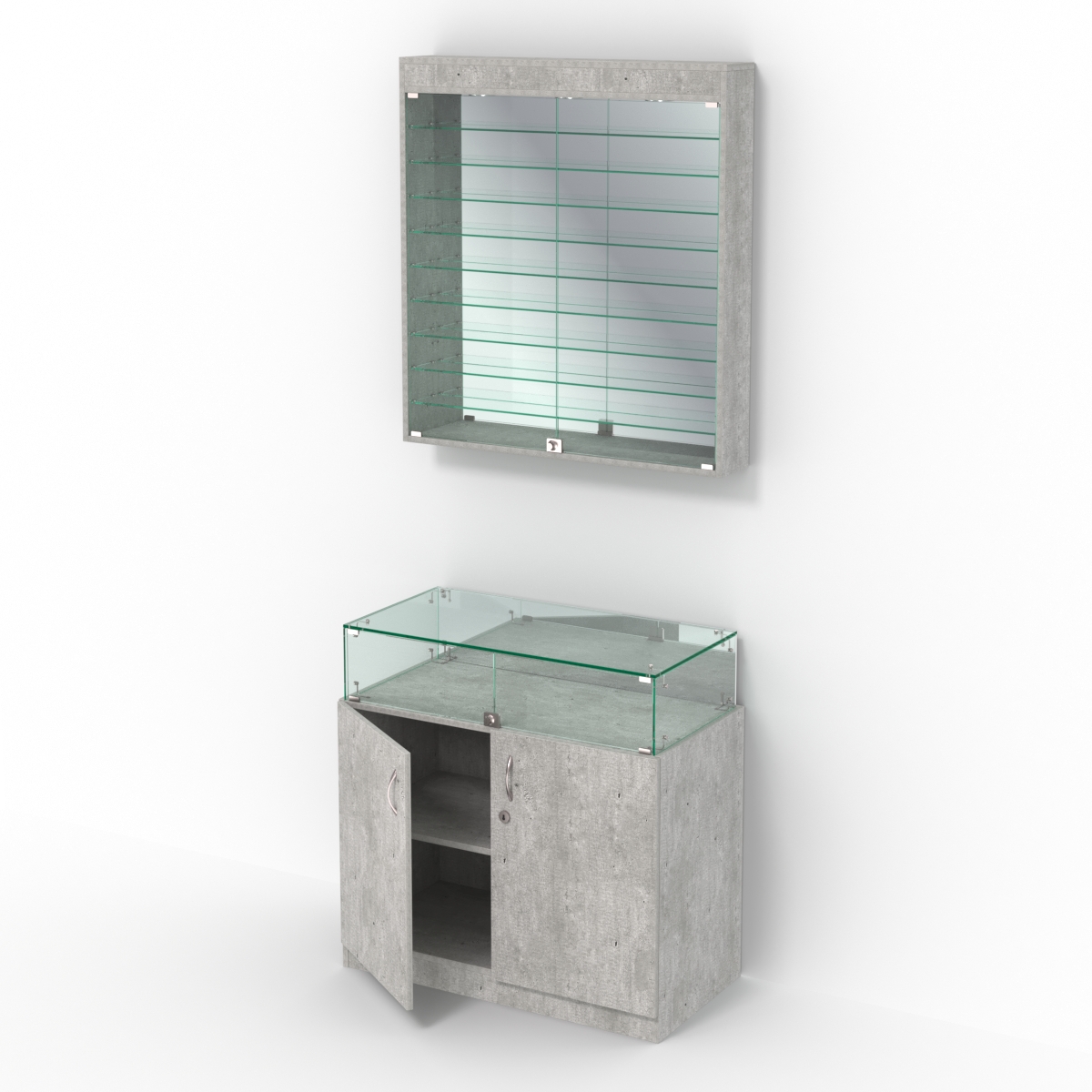 Комбинированный прилавок-витрина с зеркальными стенками КПВ-14-08 Метрополитан Грей