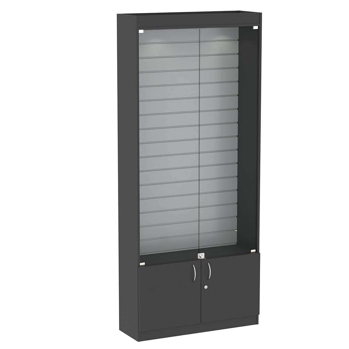 Стеклянная витрина серии Эконом № 300-4 (задняя стенка экономпанель) Черный