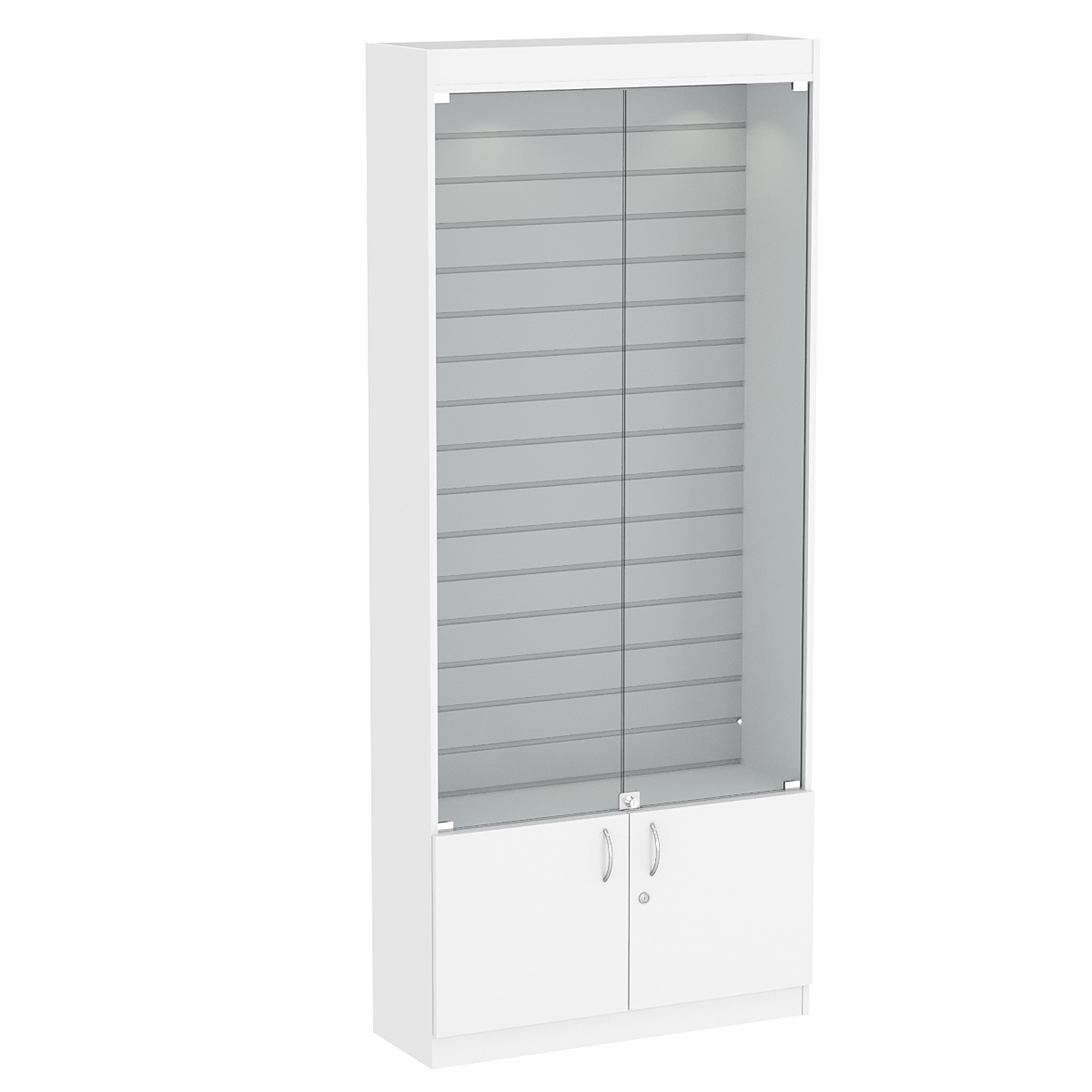 Стеклянная витрина серии Эконом № 300-4 (задняя стенка экономпанель) Белый