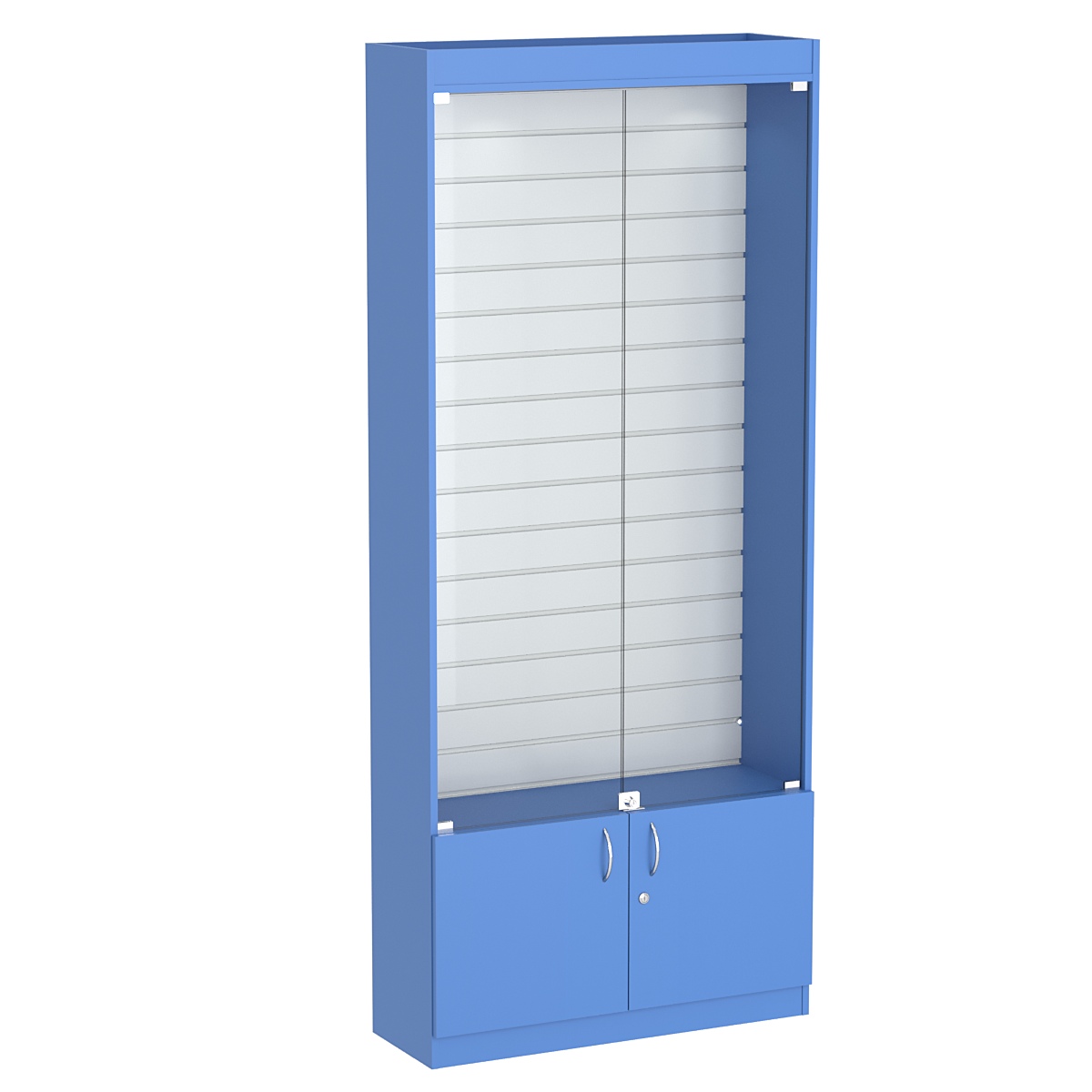 Стеклянная витрина серии Эконом № 300-4 (задняя стенка экономпанель) Делфт голубой U525 ST9