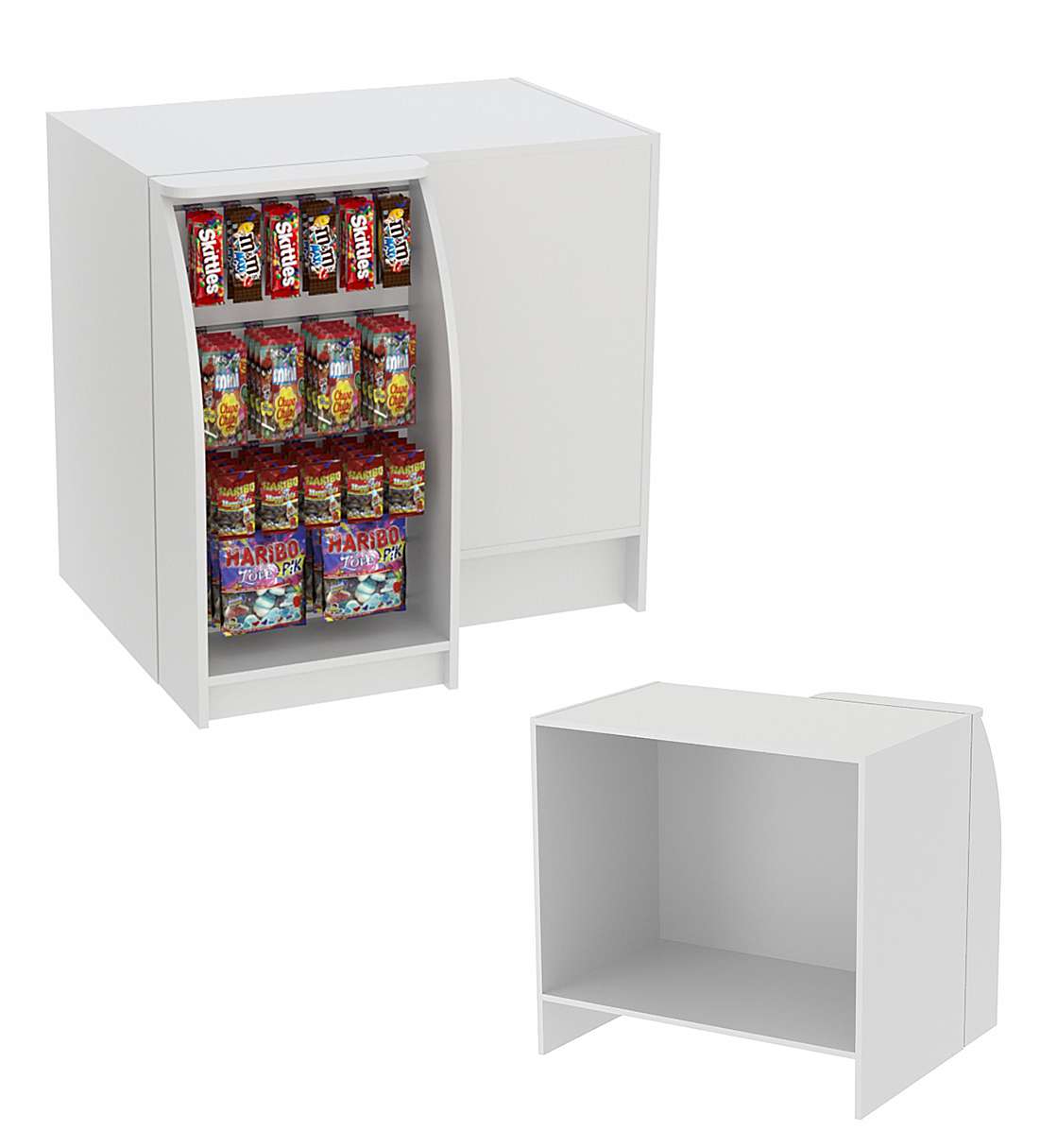 Торговый кассовый прилавок импульсных покупок с экономпанелью Импульс №1-2-450 Серый