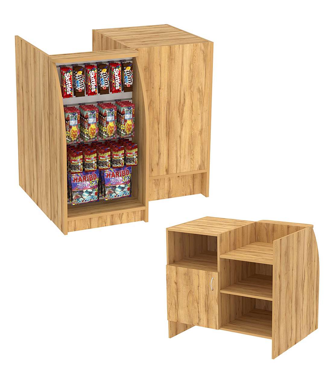 Низкий торговый кассовый прилавок импульсных покупок Импульс №1-4-450 Дуб Золотистый