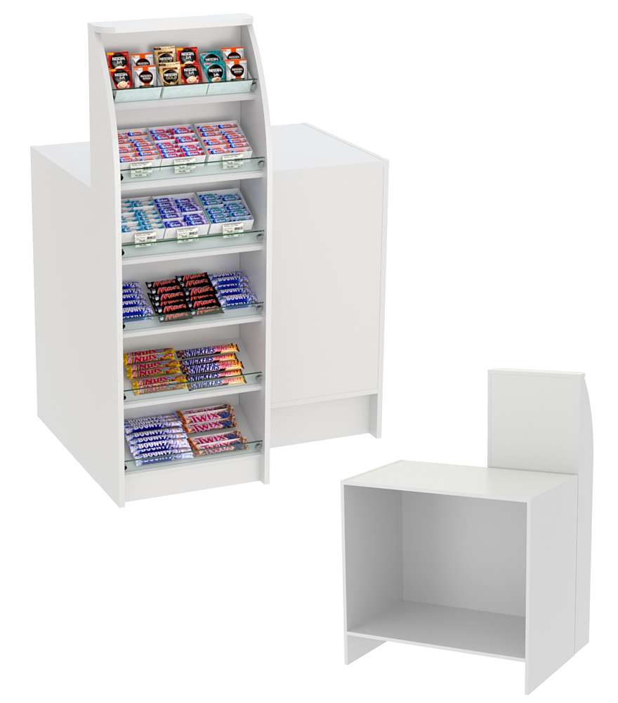 Торговый кассовый прилавок с высоким модулем для импульсных покупок Импульс №2-1-450 Серый