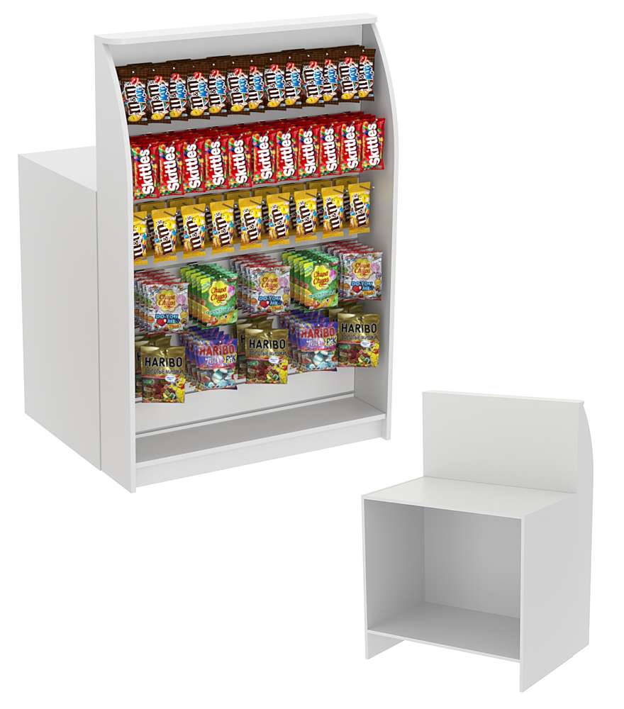 Высокий торговый кассовый прилавок под вывеску товаров импульсных покупок Импульс №2-2-900 Серый