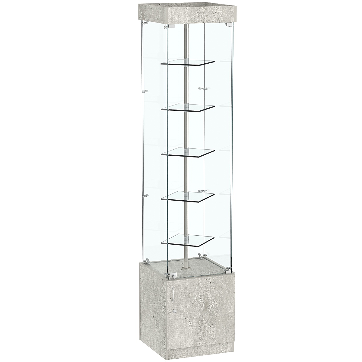 Стеклянная торговая витрина с пятью прозрачными полками Фрактал №2-1 Метрополитан Грей