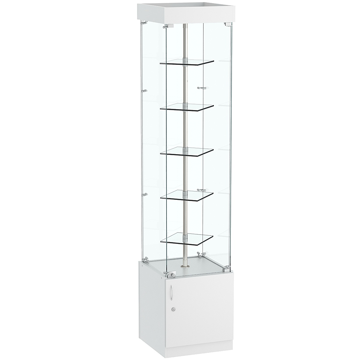 Стеклянная торговая витрина с пятью прозрачными полками Фрактал №2-1 Серый