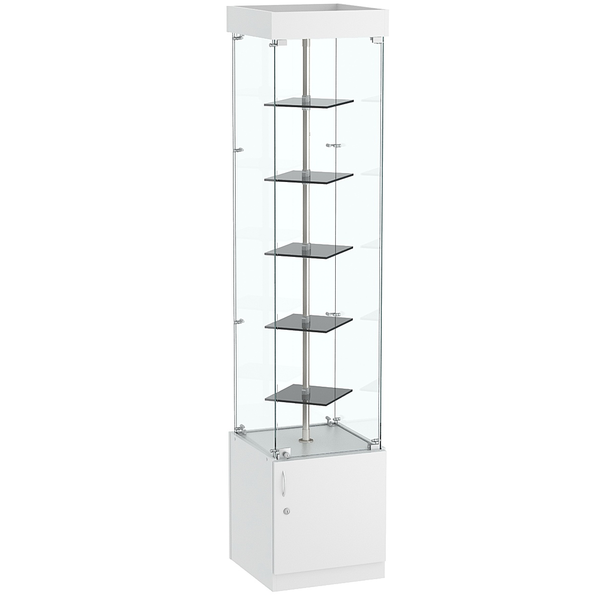 Квадратная стеклянная торговая витрина с маленькими тонированными полками Dark №2-2 Серый