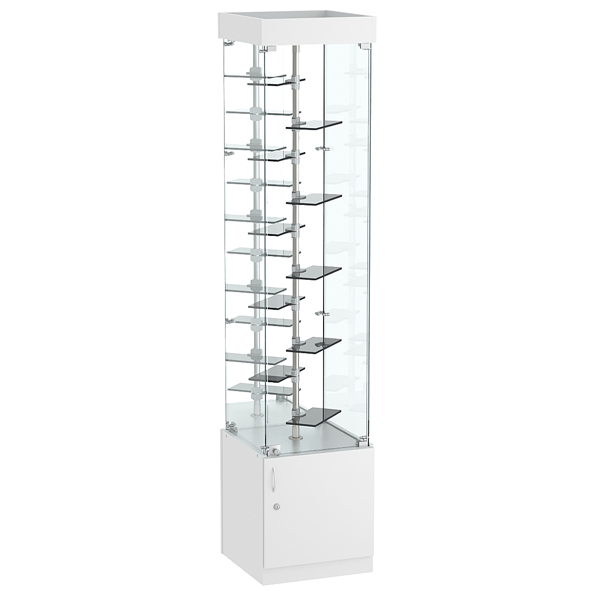 Стеклянная торговая витрина с миниатюрными тонированными полками Dark №4-2 Серый