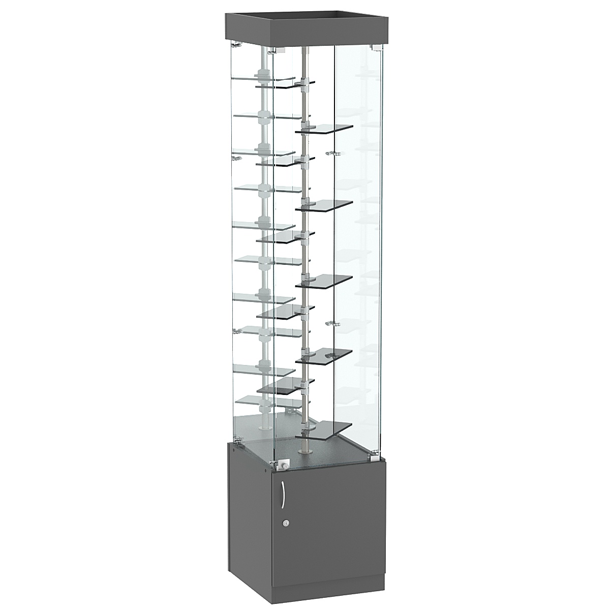 Стеклянная торговая витрина с миниатюрными тонированными полками Dark №4-2 Темно-Серый