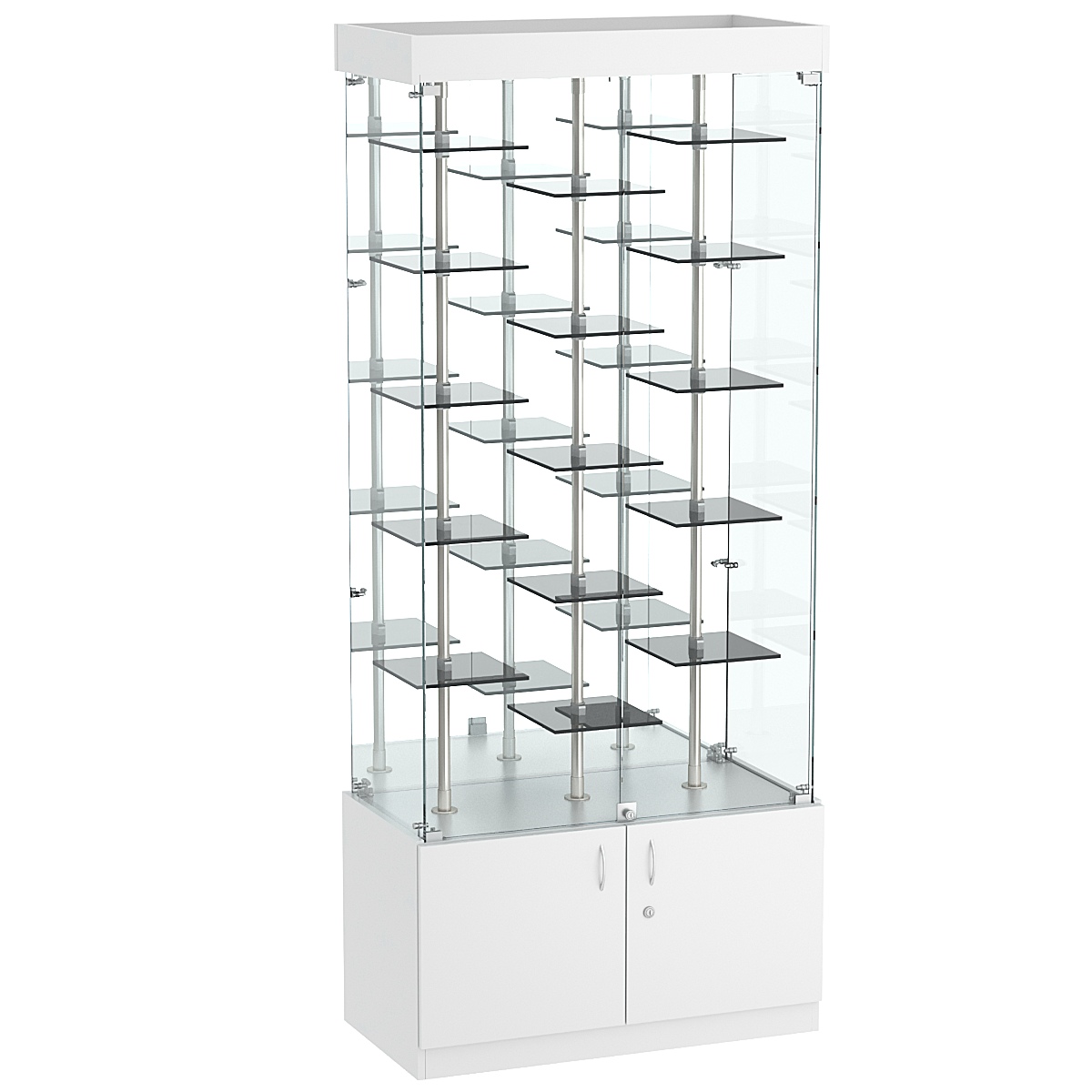 Стеклянная торговая витрина с пятнадцатью двойными полочками из тонированного стекла Dark №3-2 Серый