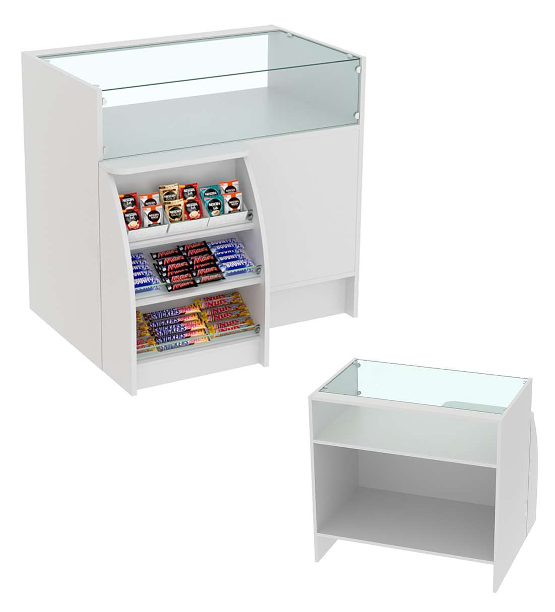 Торговый кассовый прилавок импульсных покупок малый с полками Импульс №3-1-450 Серый