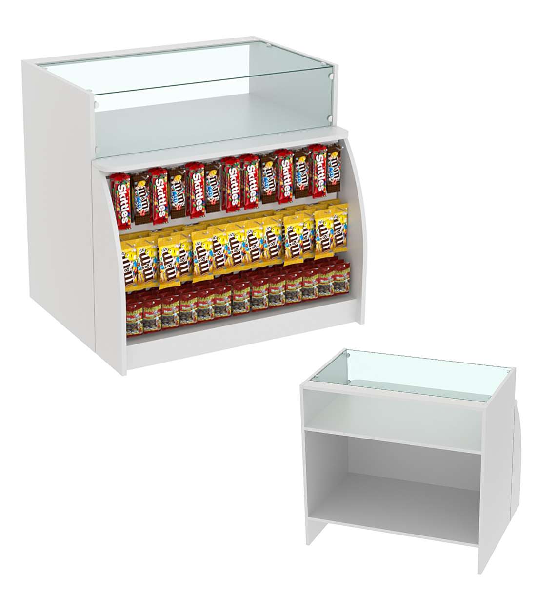 Торговый кассовый прилавок импульсных покупок с большой экономпанелью Импульс №3-2-900 Серый