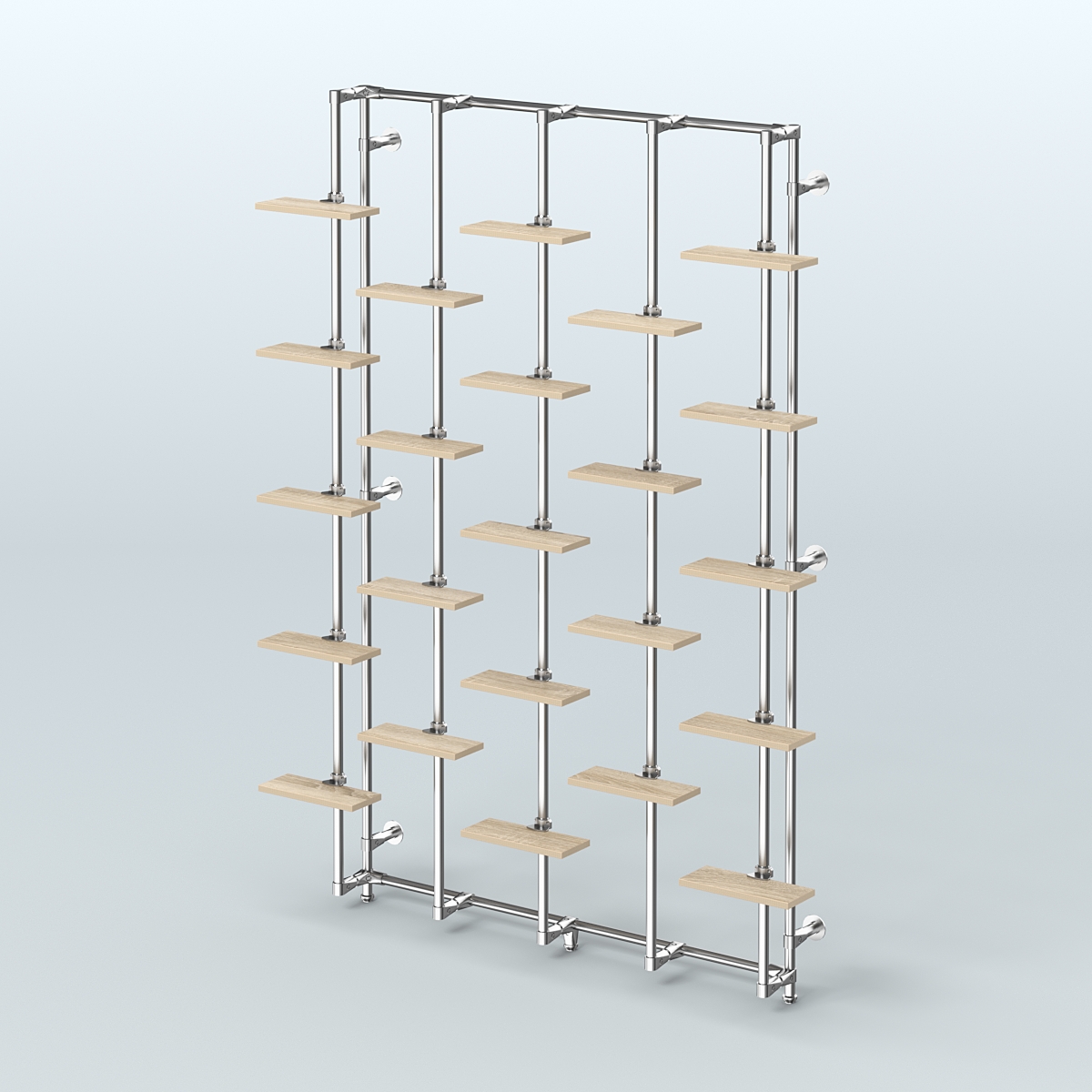 Настенная система с полками ДСП 16 мм для торговли обувью без задней стенки ФЕРЗЬ №1-3 Дуб Сонома